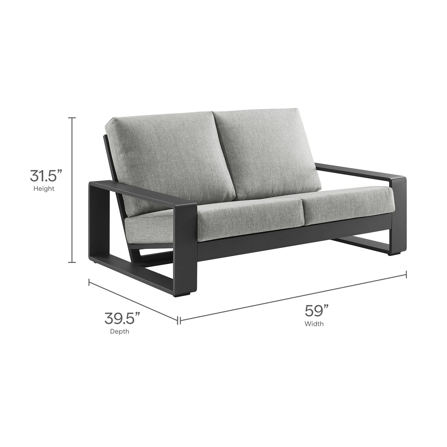 Bramble 4-Piece Outdoor Patio Aluminum Furniture Set in Light Gray