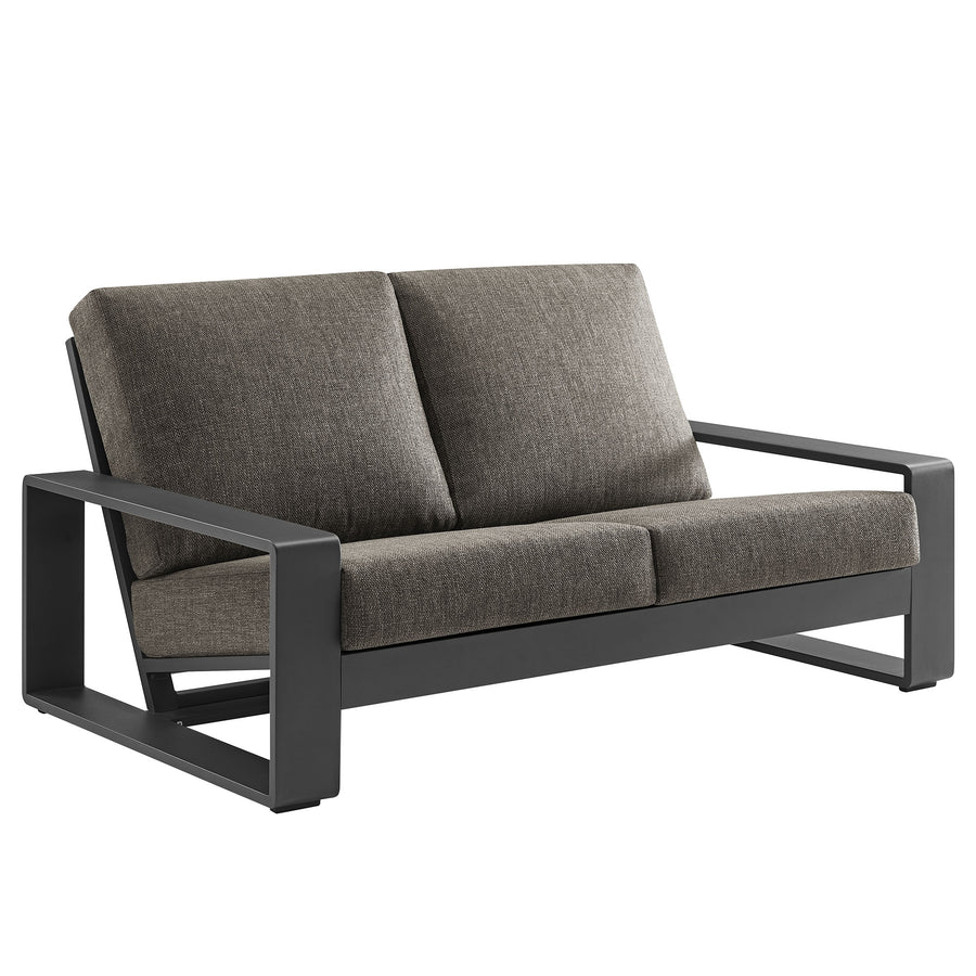 Bramble Outdoor Patio Aluminum Loveseat in Smoke Gray