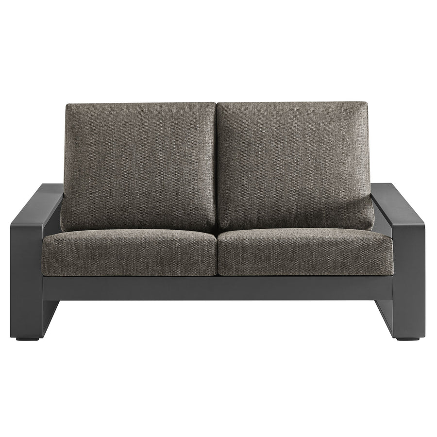 Bramble Outdoor Patio Aluminum Loveseat in Smoke Gray