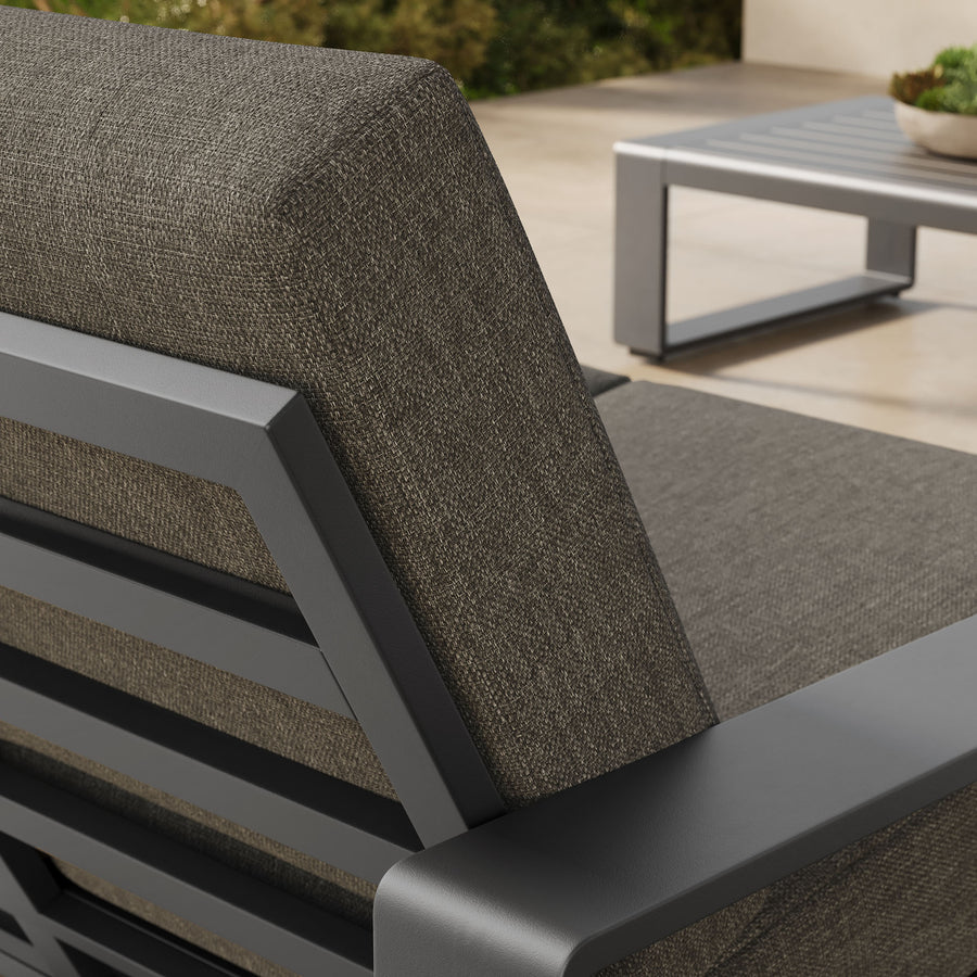 Bramble Outdoor Patio Aluminum Loveseat in Smoke Gray