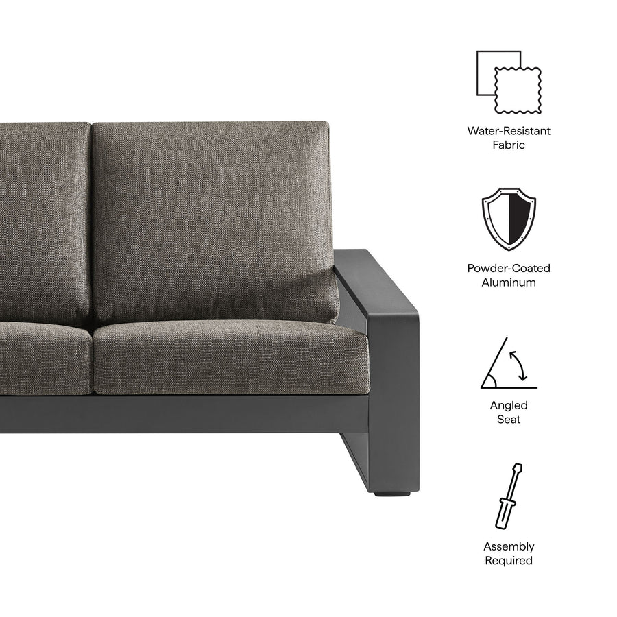 Bramble Outdoor Patio Aluminum Loveseat in Smoke Gray