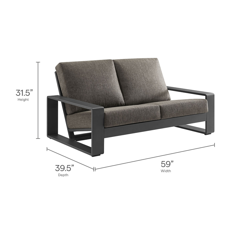 Bramble Outdoor Patio Aluminum Loveseat in Smoke Gray