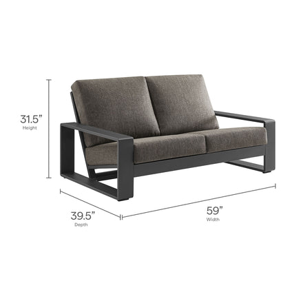 Lirienne 4-Piece Outdoor Patio Aluminum Furniture Set in Smoke