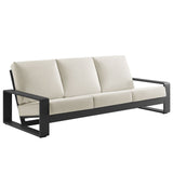 Bramble Outdoor Patio Aluminum Sofa in Cream Gray
