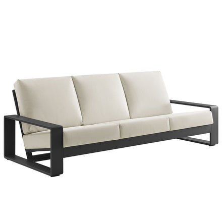 Lirienne Outdoor Patio Aluminum Sofa in Cream Gray