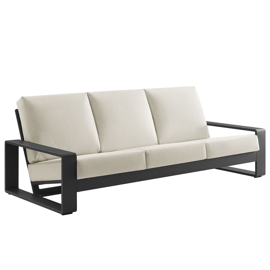 Bramble Outdoor Patio Aluminum Sofa in Cream Gray