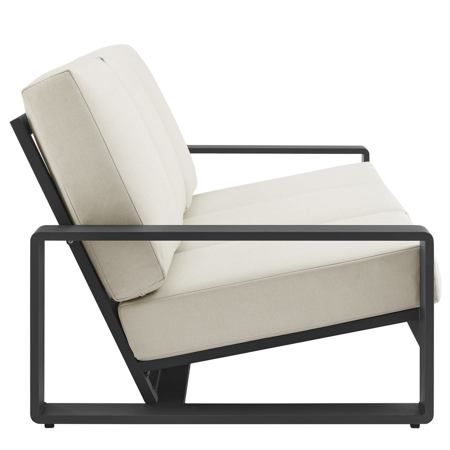 Bramble Outdoor Patio Aluminum Sofa in Cream Gray