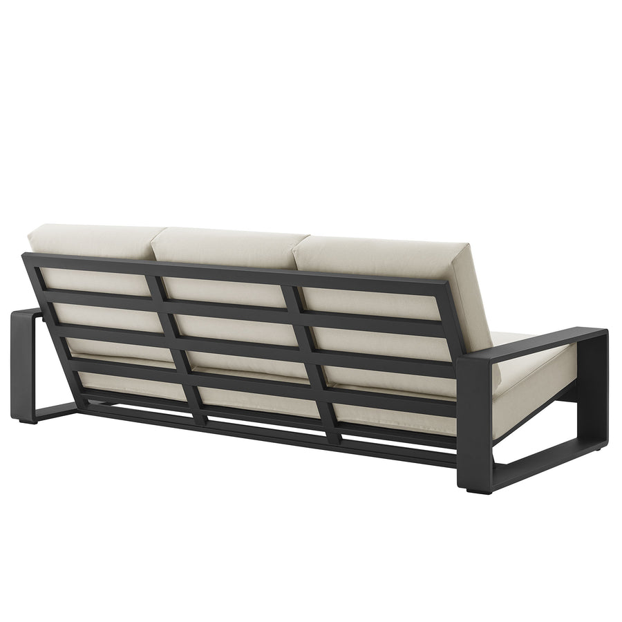 Bramble Outdoor Patio Aluminum Sofa in Cream Gray