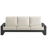 Bramble Outdoor Patio Aluminum Sofa in Cream Gray