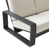 Bramble Outdoor Patio Aluminum Sofa in Cream Gray
