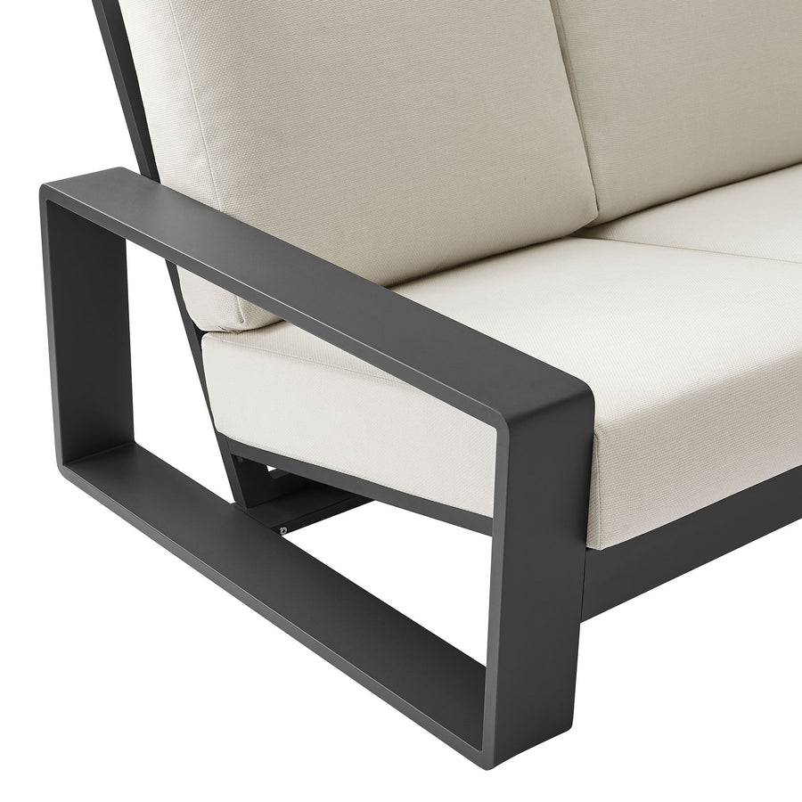 Bramble Outdoor Patio Aluminum Sofa in Cream Gray