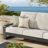 Bramble Outdoor Patio Aluminum Sofa in Cream Gray