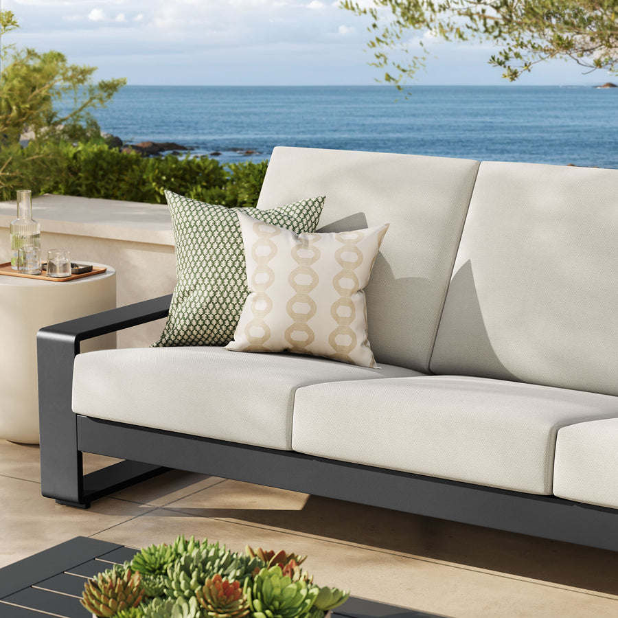 Bramble Outdoor Patio Aluminum Sofa in Cream Gray