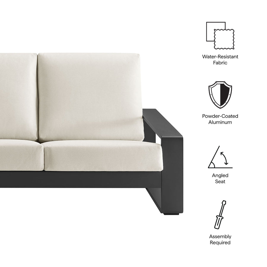 Bramble Outdoor Patio Aluminum Sofa in Cream Gray