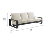 Bramble Outdoor Patio Aluminum Sofa in Cream Gray