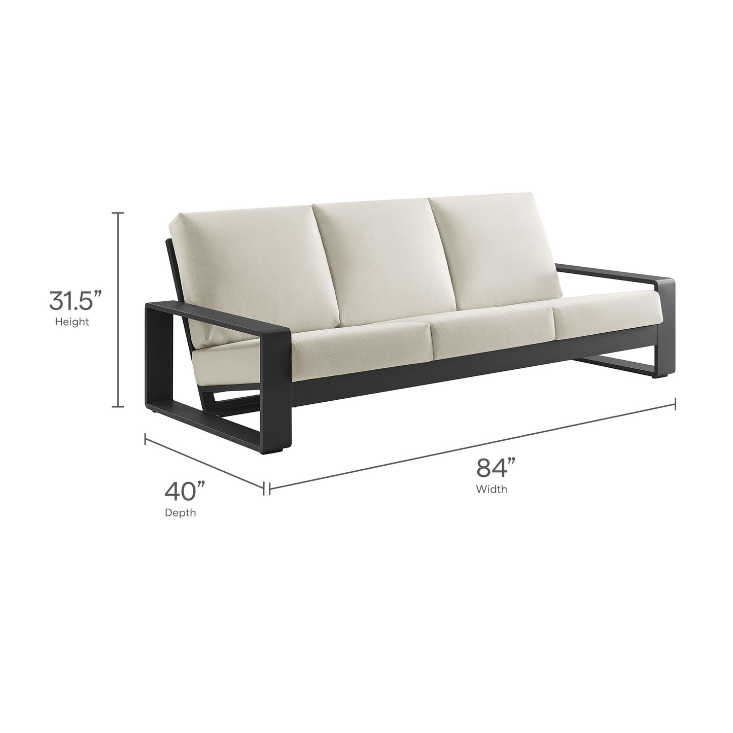 Bramble 2-Piece Outdoor Patio Aluminum Furniture Set in Cream Gray