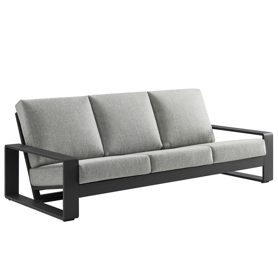 Bramble Outdoor Patio Aluminum Sofa in Light Gray Gray