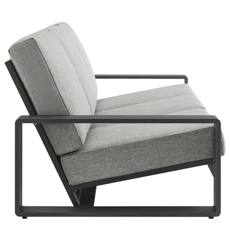 Bramble Outdoor Patio Aluminum Sofa in Light Gray Gray