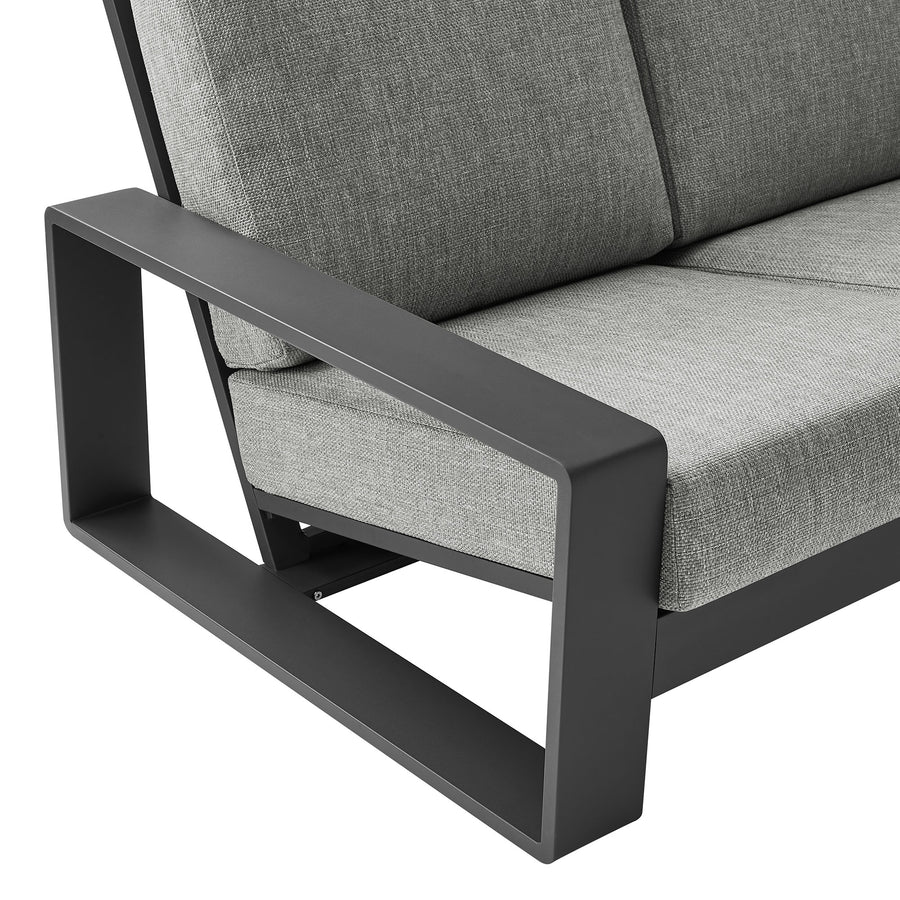 Bramble Outdoor Patio Aluminum Sofa in Light Gray Gray