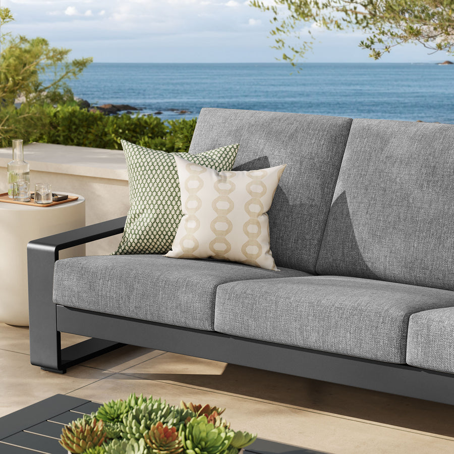 Bramble Outdoor Patio Aluminum Sofa in Light Gray Gray
