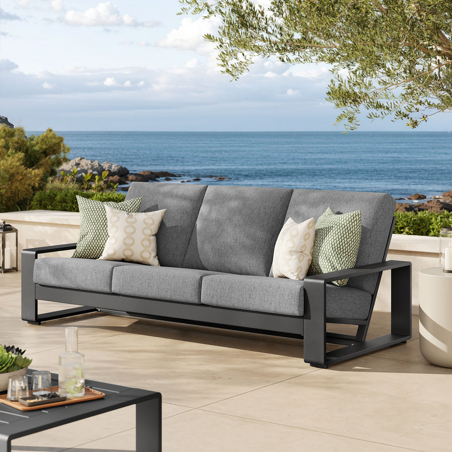 Bramble Outdoor Patio Aluminum Sofa in Light Gray Gray
