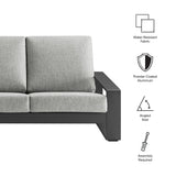 Bramble Outdoor Patio Aluminum Sofa in Light Gray Gray