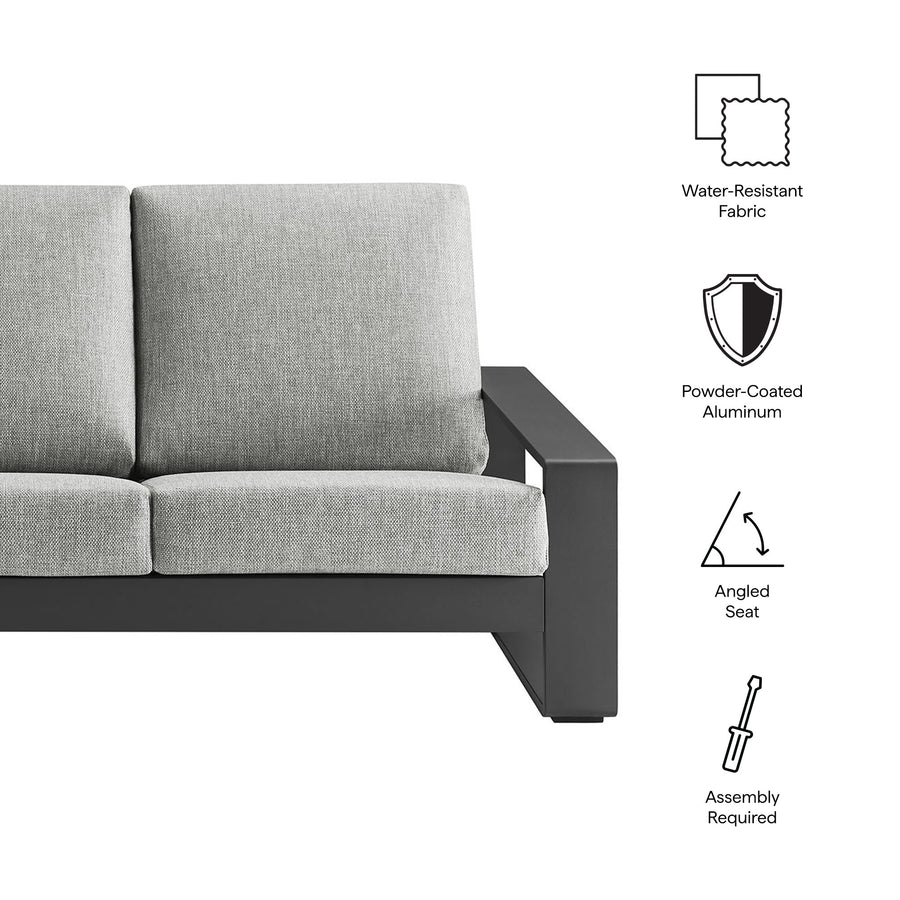 Bramble Outdoor Patio Aluminum Sofa in Light Gray Gray