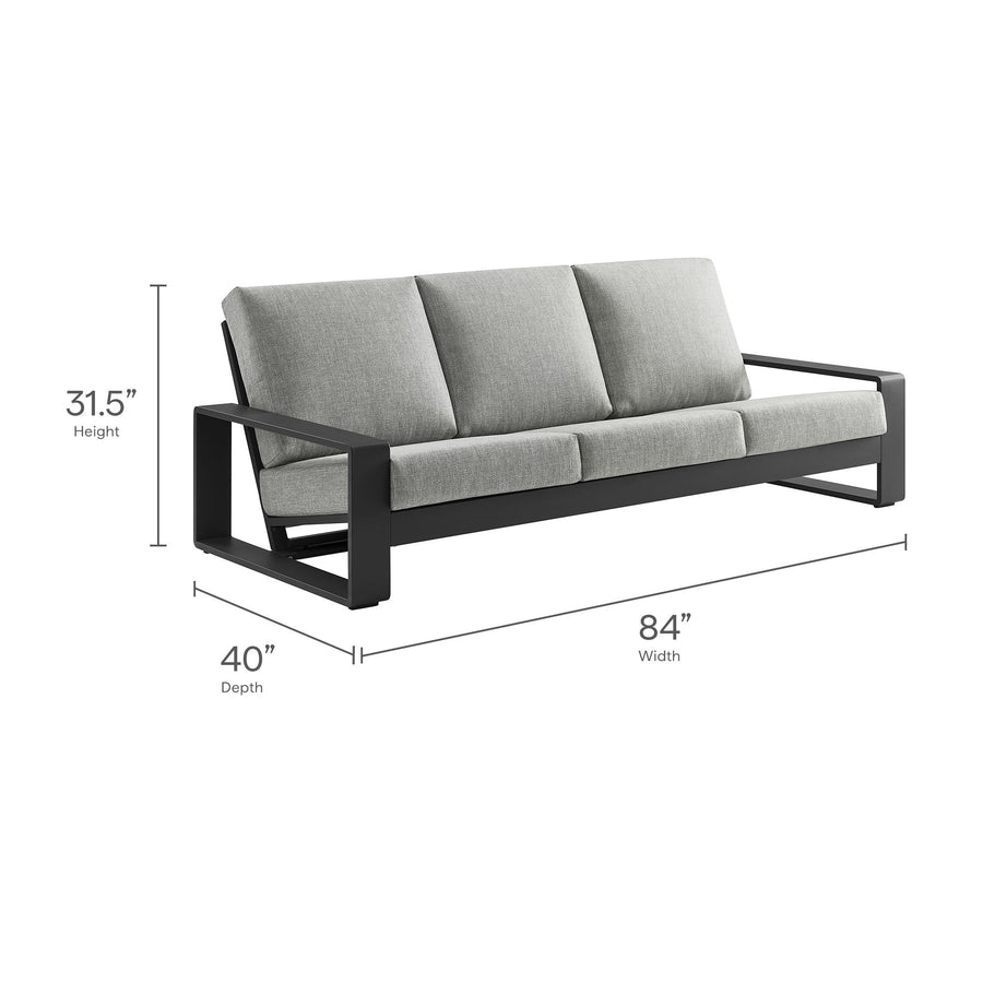 Bramble Outdoor Patio Aluminum Sofa in Light Gray Gray