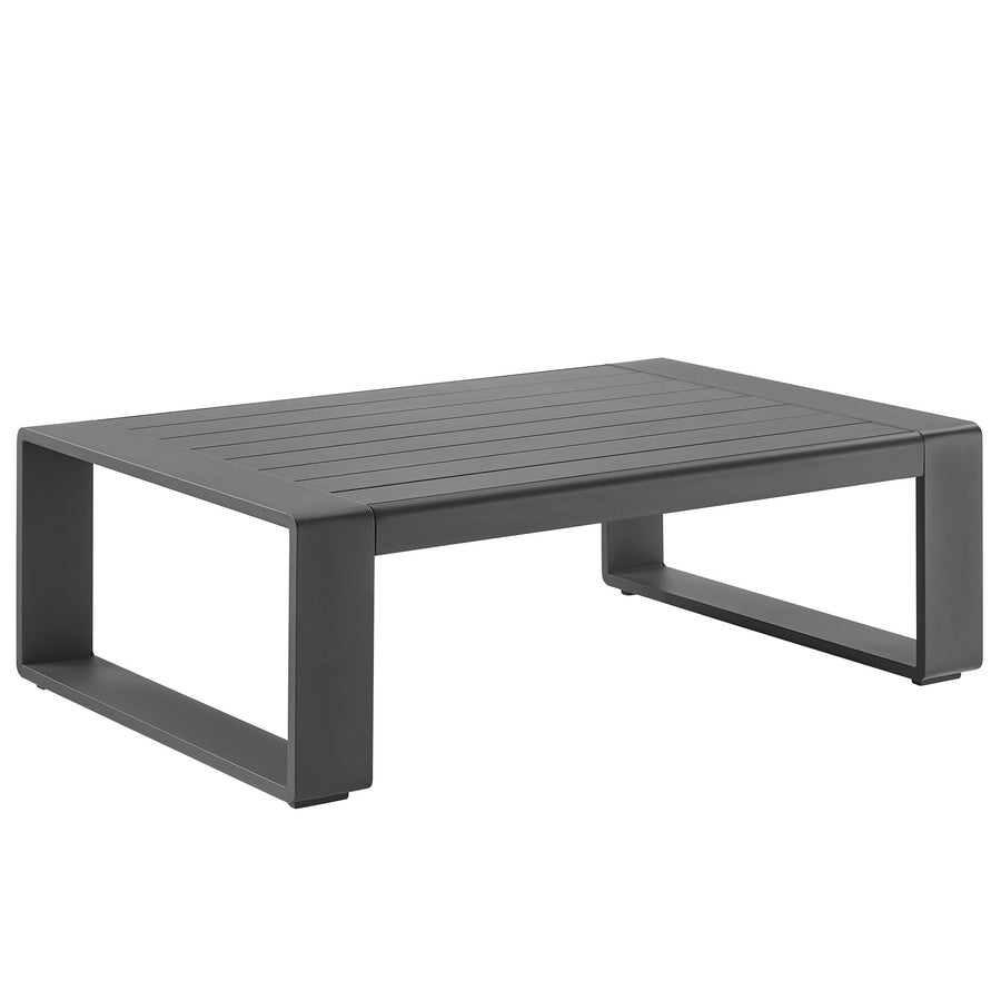 Bramble Outdoor Patio Aluminum Coffee Table in Gray