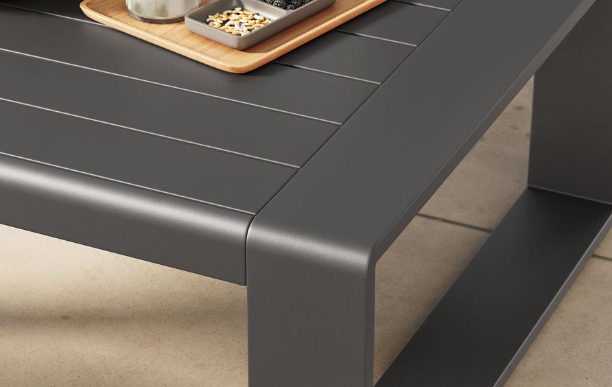 Bramble Outdoor Patio Aluminum Coffee Table in Gray