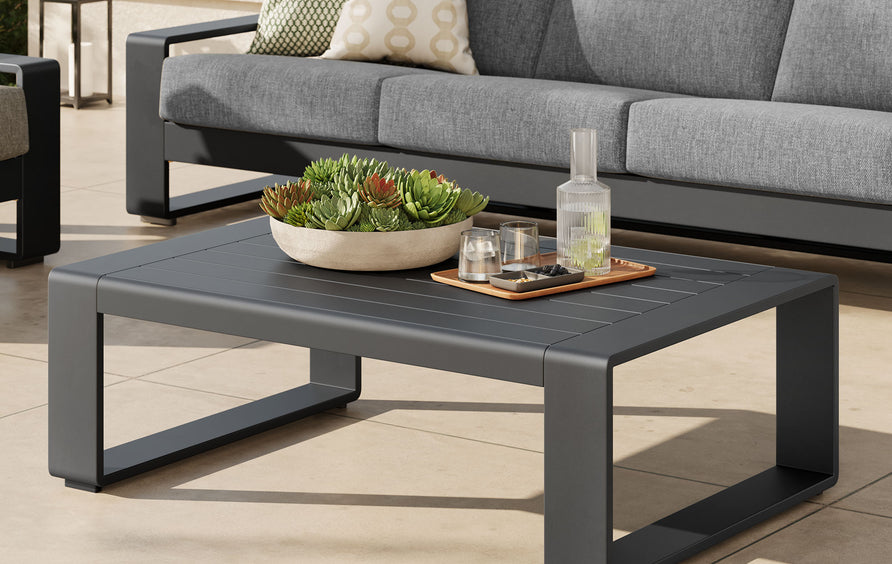 Bramble Outdoor Patio Aluminum Coffee Table in Gray