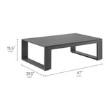 Bramble Outdoor Patio Aluminum Coffee Table in Gray