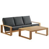 Bramble 2-Piece Outdoor Patio Aluminum Faux Wood Furniture Set in Charcoal Natural