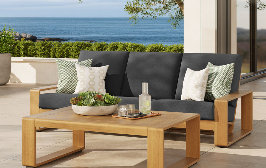 Bramble 2-Piece Outdoor Patio Aluminum Faux Wood Furniture Set in Charcoal Natural