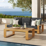 Bramble 2-Piece Outdoor Patio Aluminum Faux Wood Furniture Set in Charcoal Natural