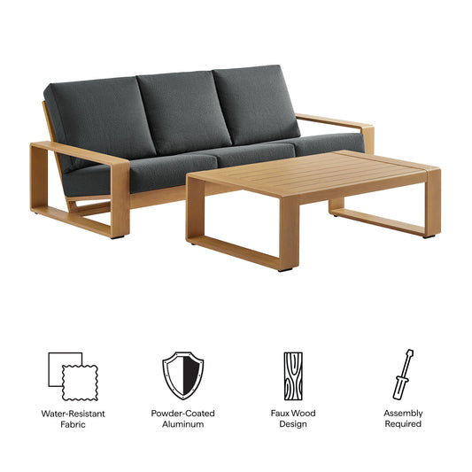 Lirienne 2-Piece Outdoor Patio Aluminum Faux Wood Furniture Set by Furniture For America