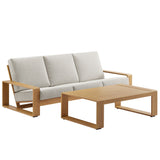 Bramble 2-Piece Outdoor Patio Aluminum Faux Wood Furniture Set in Ivory Natural