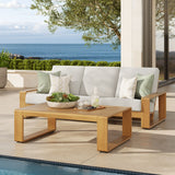 Bramble 2-Piece Outdoor Patio Aluminum Faux Wood Furniture Set in Ivory Natural