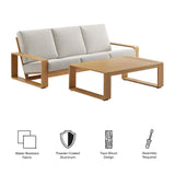 Bramble 2-Piece Outdoor Patio Aluminum Faux Wood Furniture Set in Ivory Natural
