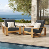 Bramble Outdoor Patio Aluminum Faux Wood Armchairs Set of 2 in Charcoal Natural