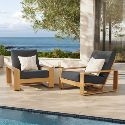 Lirienne Outdoor Patio Aluminum Faux Wood Armchairs Set of 2 by Furniture For America