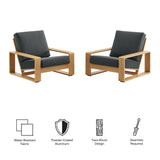 Bramble Outdoor Patio Aluminum Faux Wood Armchairs Set of 2 in Charcoal Natural