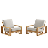 Bramble Outdoor Patio Aluminum Faux Wood Armchairs Set of 2 in Ivory Natural
