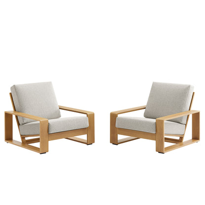 Lirienne Outdoor Patio Aluminum Faux Wood Armchairs Set of 2 by Furniture For America