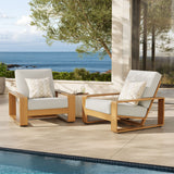 Bramble Outdoor Patio Aluminum Faux Wood Armchairs Set of 2 in Ivory Natural