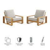Bramble Outdoor Patio Aluminum Faux Wood Armchairs Set of 2 in Ivory Natural