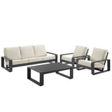 Bramble 4-Piece Outdoor Patio Aluminum Furniture Set in Cream