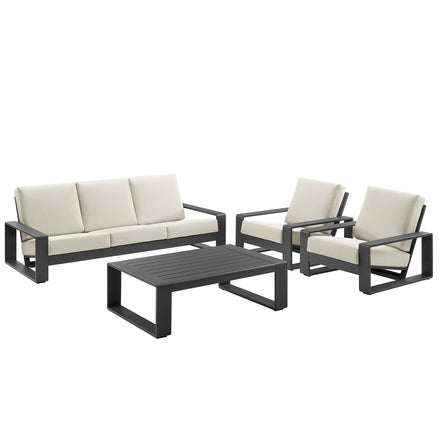 Lirienne 4-Piece Outdoor Patio Aluminum Furniture Set in Cream