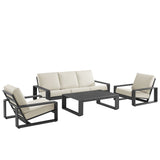 Bramble 4-Piece Outdoor Patio Aluminum Furniture Set in Cream