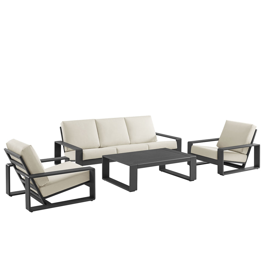 Bramble 4-Piece Outdoor Patio Aluminum Furniture Set in Cream